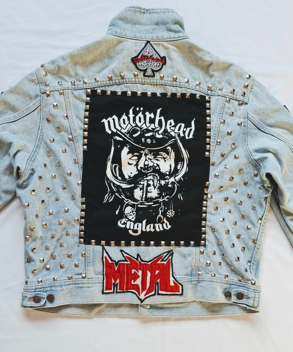Lee Motorhead Sepultura Patched Studded Battle Denim Jacket Mens