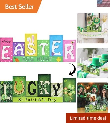 Reversible St. Patrick's Day and Easter Wooden Table Sign - Rustic Decor
