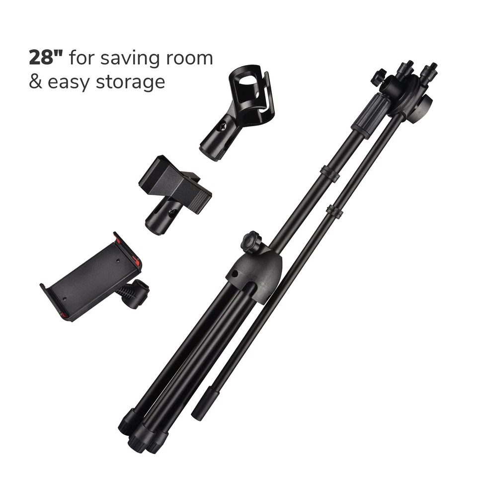 12 Packs Microphone Boom Arm Stand Dual Mic Clips Adjustable Tripod Phone Holder - Image 3 of 4