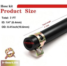 2ft 1/4 Inch ID Rubber Fuel Line Hose with 2 Clamps Lawn Mower Small Engine ATV