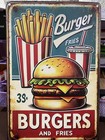 Colorful BURGERS and FRIES Metal Sign 8x12 Inches Indoor Outdoor Reproduction — photo 2