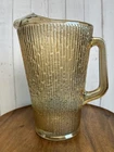 VTG Jeanette Glass Iridescent Carnival Glass Pitcher Tree Bark Pattern Marigold