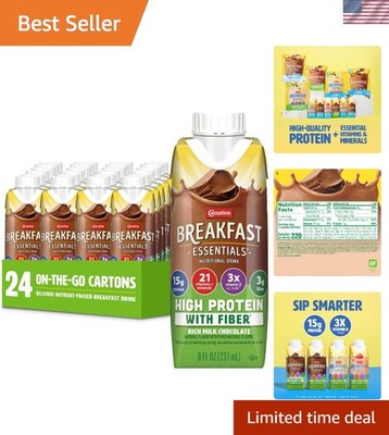 High Protein and Fiber Nutritional Drink   Perfect for Breakfast, Pack of 24