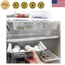 3-Pack Adjustable Refrigerator Fridge Kitchen Organizer Storage Drawer White