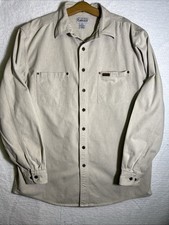 VTG Carhartt Shirt Mens Large Tall Khaki Tan Button Up Long Sleeve Work Cotton