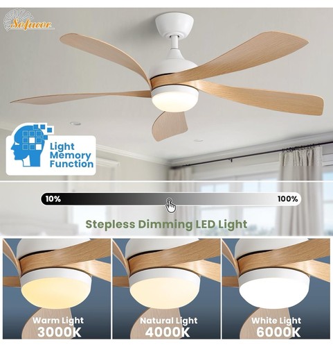 52" Smart Ceiling Fan, Indoor/Outdoor Ceiling Fans with Lights and Remote - Picture 4 of 8