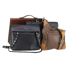 Salvatore Ferragamo Burberry Shoulder Bag Leather 4 Set Black Brown Auth bs30527