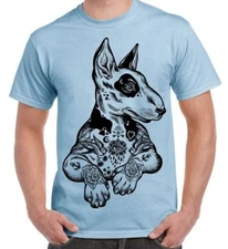 Pit Bull Terrier With Tattoos Hipster Large Print Men's T-Shirt