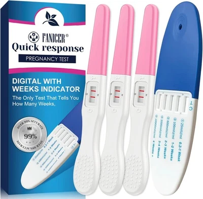QULLMARTLE 4 Pack Pregnant Test Kit, Fast Response Pregnancy Test, HCG Tests, 1 Blue...
