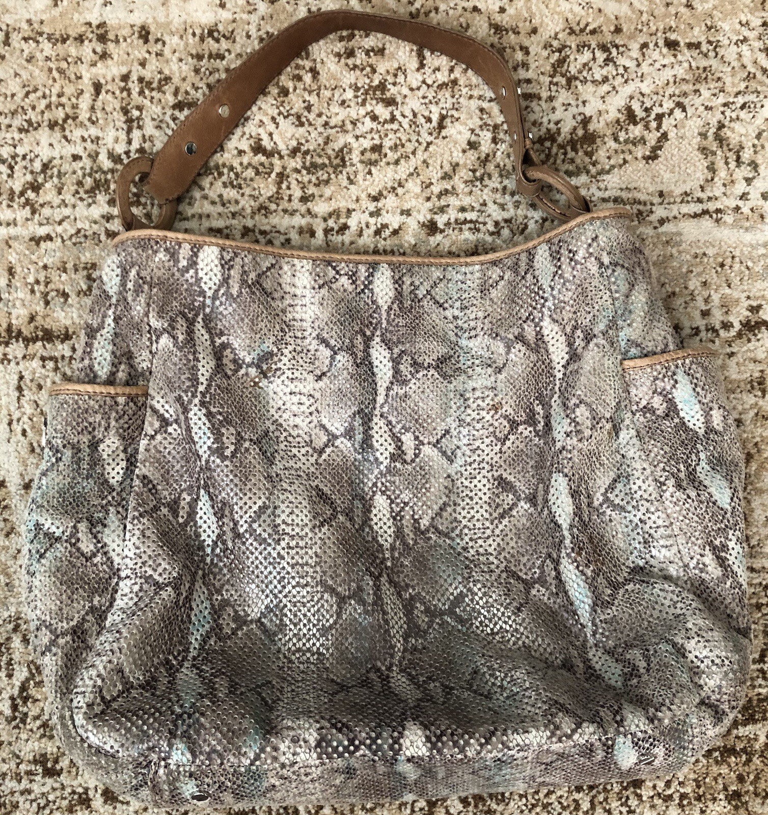 Tory Burch Python Snake Embossed Leather Hobo Bag… - image 2