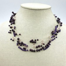 Floating Purple Pearl Necklace Illusion Statement Layer Romantic Coquette Gift