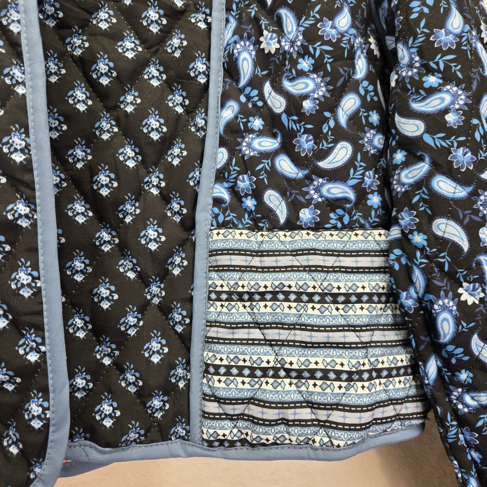 Reversible Quilted Patchwork Jacket Blue Pink Pai… - image 3