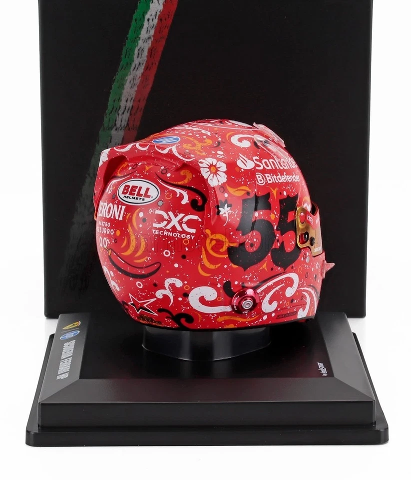 Mini Helmet Model 1:5 F1 Looksmart Ferrari SF-24 Sainz Mexico GP 2024 - Image 3 of 4