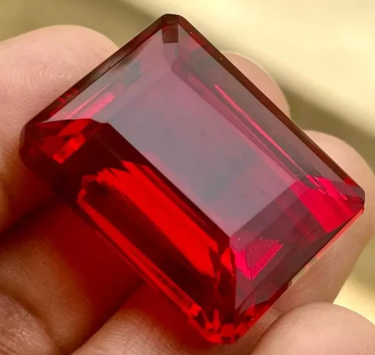 AA+++ Large Mozambique Red Ruby 72.75 Ct. Emerald Cut Loose Gemstone @Best Offer - Image 4 of 4