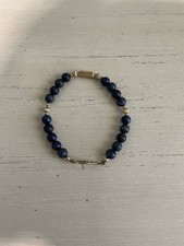 7” Ladies Lapis Lazuli Bead Bracelet Wire Lobster Claw Clasp