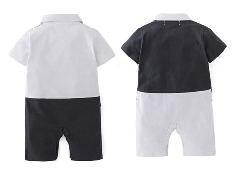 Baby Pilot Romper with Bowtie – Cotton Costume Outfit in Navy or White (3–24M) - Picture 2 of 11