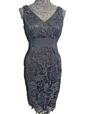 NWOT Adrianna Papell Floral Lace Sheath Dress Black Size 6P