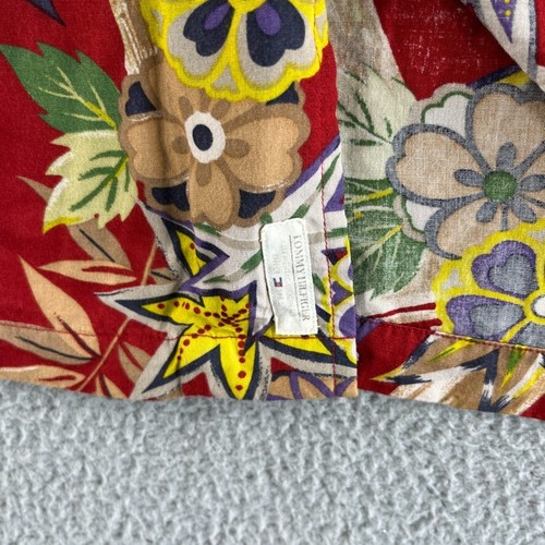 Camisa Tommy Hilfiger Para Hombre Grande Roja Abotonada Hawaiana Floral Aloha Tropical - Imagen 8 de 14