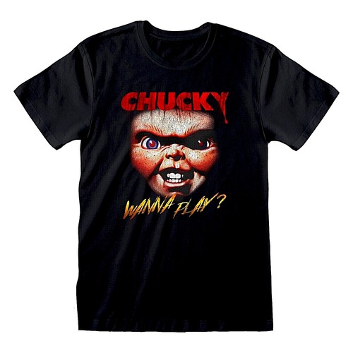 Official Licensed Chucky Childs Play Black T Shirt Unisex Made in The UK - 第 1/1 張圖片