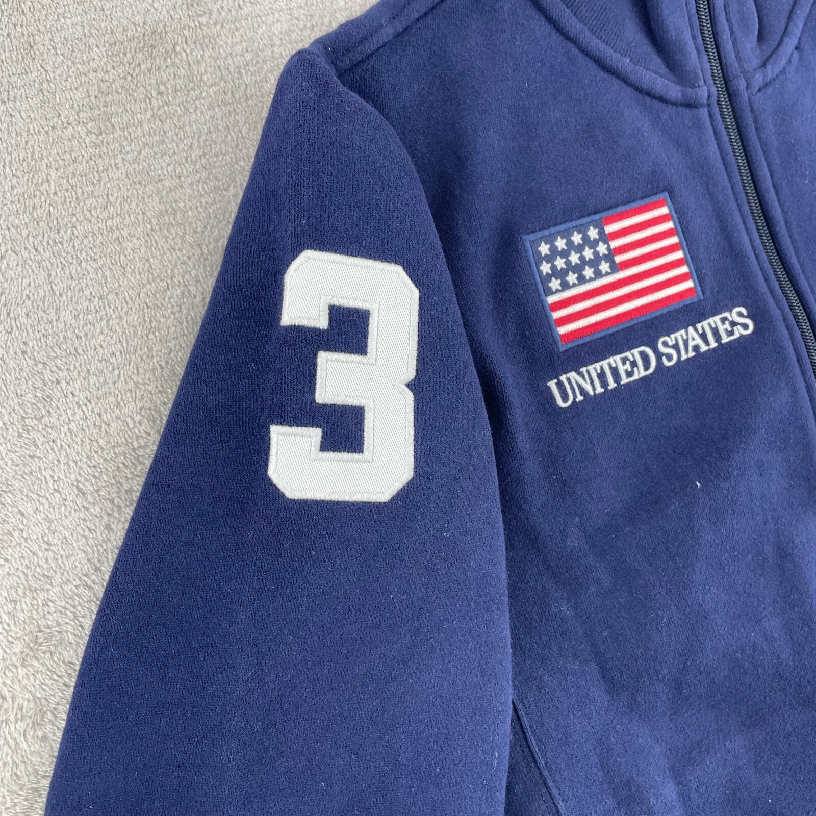 Giacca sportiva Ralph Lauren donna L blu navy USA MAGA bandiera full zip grande pony #3