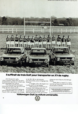 Werbung Advertising 058 1978 La Golf 5 Sitzer VW Team Rugby