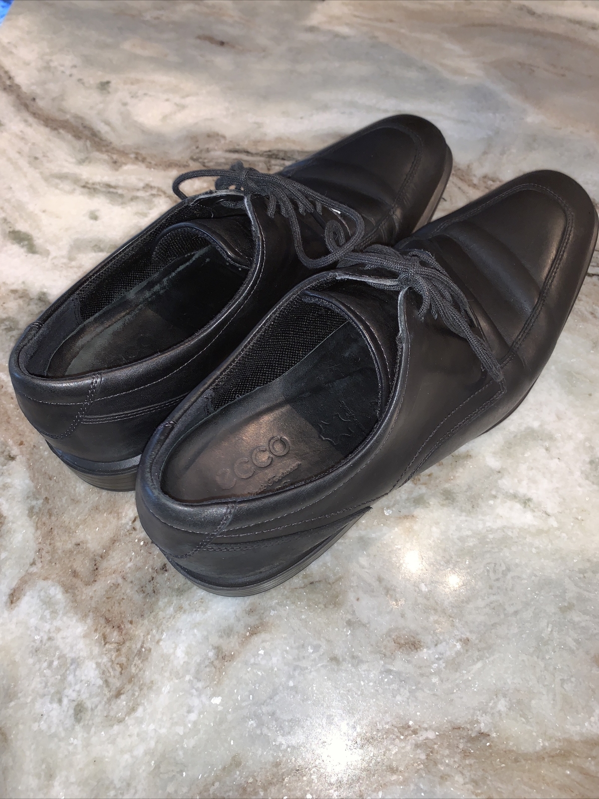 SAOLA ECCO scarpe eleganti Oxford in pelle nera punta quadrata uomo taglia US 9 EU 43 EUC