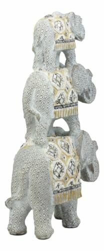 Estatua de elefante apilada con poste de animal plateado Ebros con diseño único de tapiz - Imagen 5 de 9