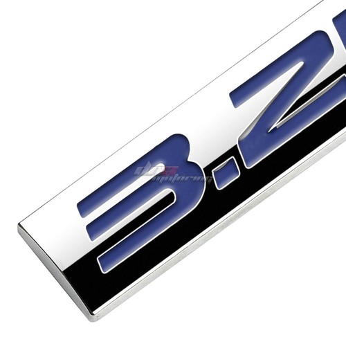 ALUMINUM STICK ON POLISHED CHROME BLUE 3.2L 3.2 L DECAL EMBLEM TRIM BADGE LOGO - Picture 2 of 3