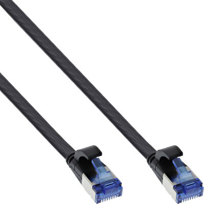 InLine  Patchkabel flach, U/FTP, Cat.6A, TPE halogenfrei, schwarz, 7,5m