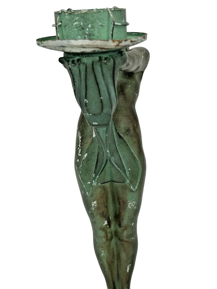 Lámpara Max Le Verrier Clarite bronce y mármol Art Deco figura escultura antigua Foto 4 de 4