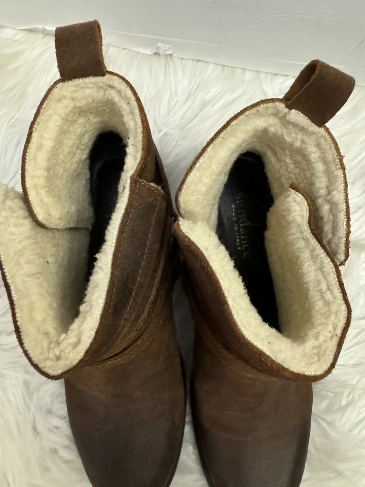 Sundance Molly Pitcher Sherpa Botines Botas Hebilla 39/8.5-9 Marrón Comodidad Foto 3 de 4