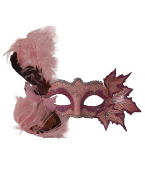 Pink Masquerade Fairy Ivy Feather Leaf Nymph Halloween Mask