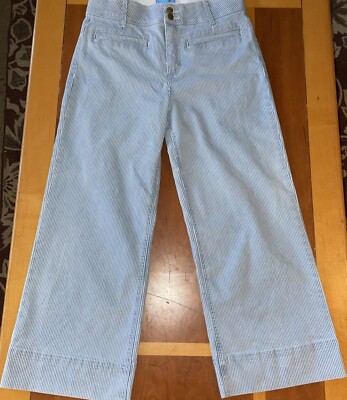 Draper James Rsvp High Waisted Striped Pants Blue And White Size 12