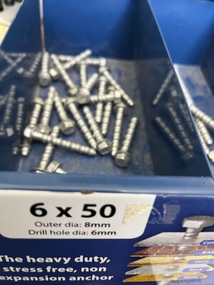 M6 x 50 mm Donnerschrauben Sechskantkopf Stahl selbstschneidend Multi Fix Betonschraube