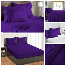 Extra Deep Pocket Egyptian Cotton Select Bedding Linen Purple Stripe US Sizes