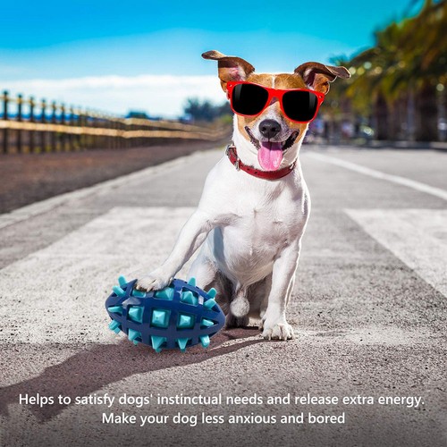 NEW Squeaky Dog Toys for Aggressive Chewers Rubber Puppy Chew Ball with - Picture 19 of 27
