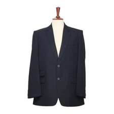 Mens Blazer Blue 100% Wool 2 Button Lined Formal Jacket Wedding Sport Coat 44R