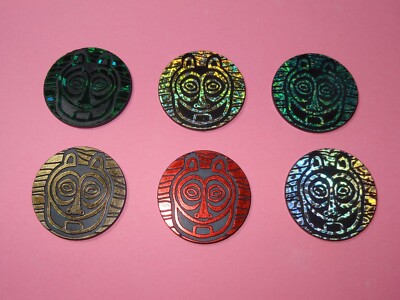 Pogs * WPF * 1990s * 6 Slammers * POG Cat * Plastic * 6 Colors