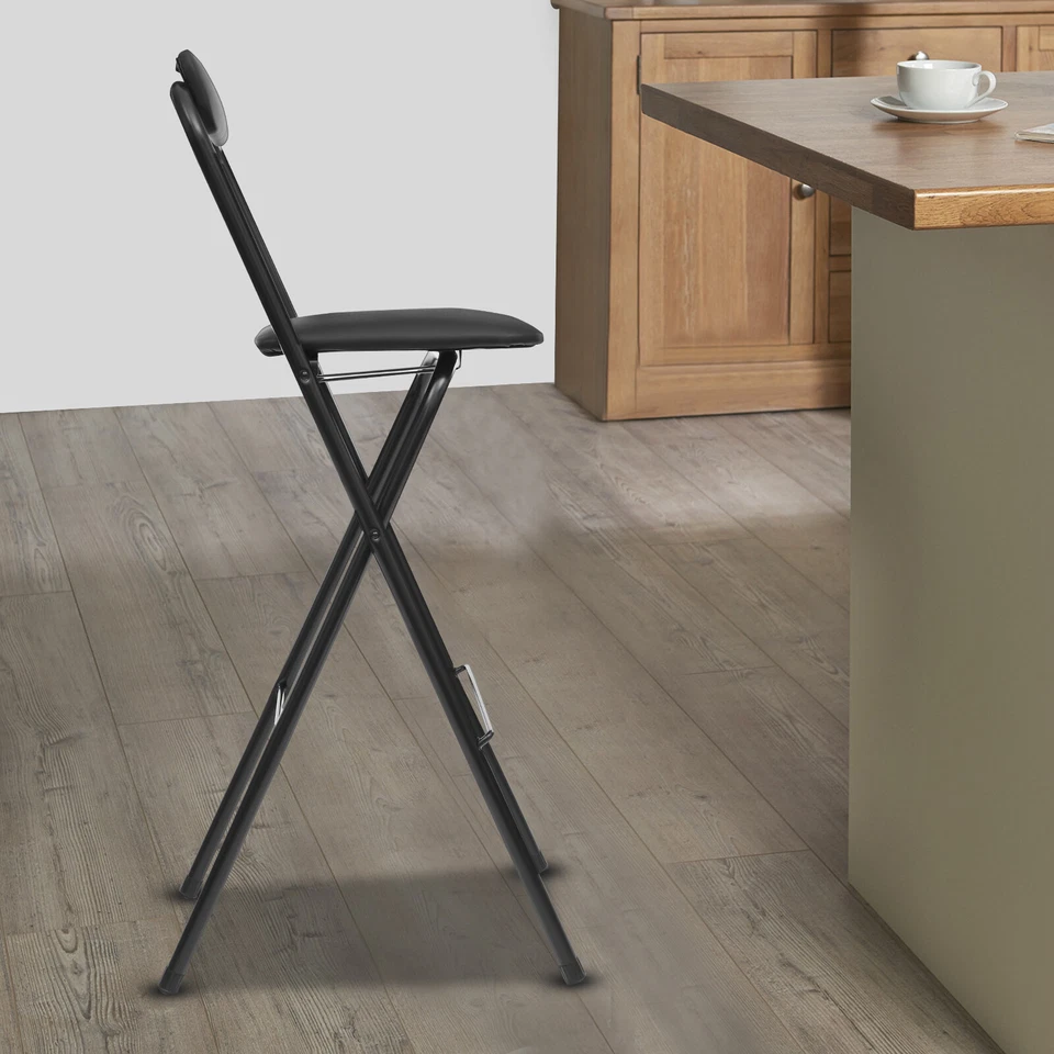 Foldable Bar Chair, Tall Folding Chair, Portable Folding Stool - Image 3 of 4