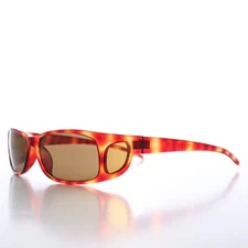 90s Sleek Wrap Sunglasses with Side Shields Brown / Brown - Olympic