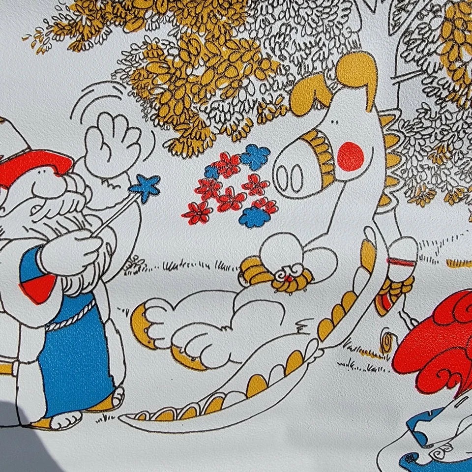 Papel pintado vintage niños 15 yardas años 70 dragón dibujos animados caballero brillante Foto 3 de 4