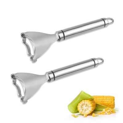 2 Pcs Stainless Steel Corn Peeler Corn Cob Stripper Tool with Ergonomic Handle