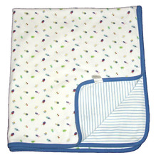 VTG Gymboree Cotton Bug Insect Beetle Blue Stripe Baby Blanket 90's