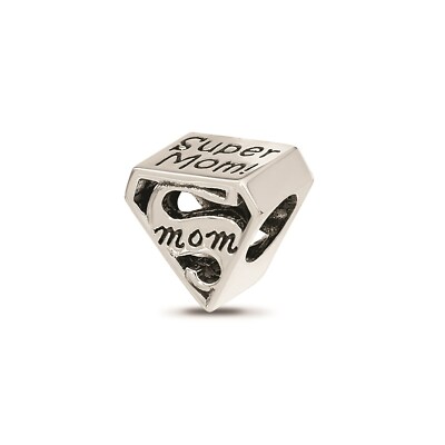 Reflexionsperlen Sterling Silber 3D Superman Zeichen Super Mom Bead