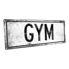 Retro Gym Metal Sign; Wall Decor for Mancave, Den, and Game Room