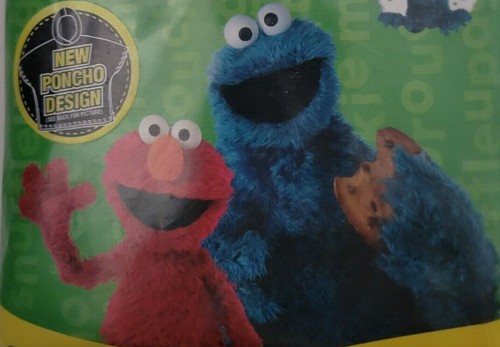 Sesamstraße Elmo Krümelmonster Regen Kapuze Neu Poncho Design Einheitsgröße - Bild 2 von 3