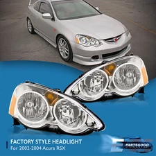 For 02-04 Acura RSX DC5 Replacement JDM Headlights Lamps Left+Right Chrome Amber