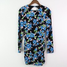 Zara Floral Print Open Back Mini Dress Black Size S