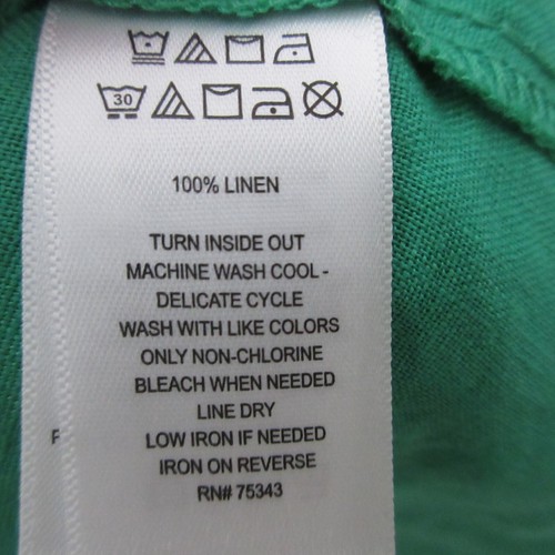 Sigrid Olsen Top Medium Kelly Green Linen Coastal Lagenlook Button Relax Fit NWT - Picture 6 of 10