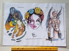Vintage Art Tattoo Flash Sheet Riton 2000 /T287